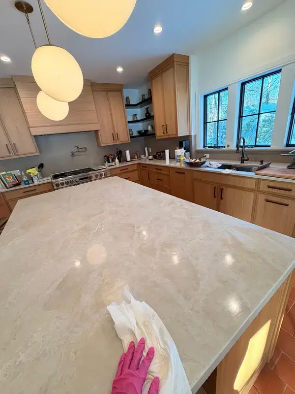 Beautiful luxury kitchen with gleaming floors